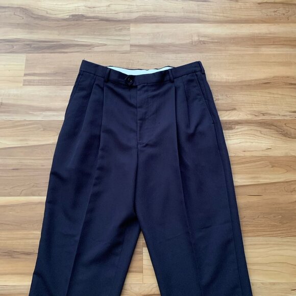 Chaps Pants Men's 36x30 Navy Pleated Classic Fit Cotton Trousers Cuffed Hem - Picture 2 of 8